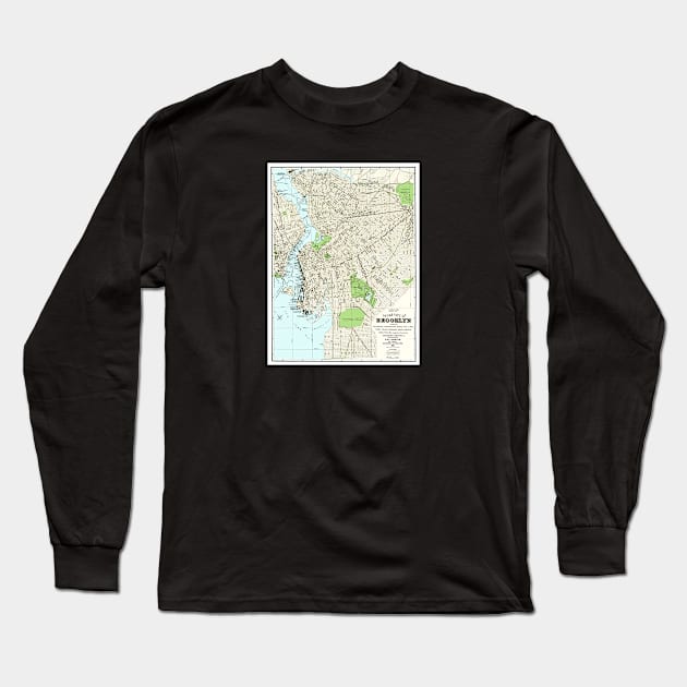 Antique Brooklyn Map Long Sleeve T-Shirt by mike11209